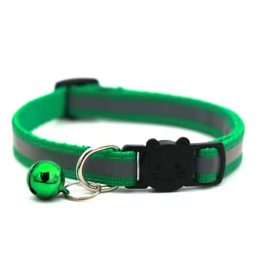 Fetch Leash Supply Mini Adjustable Pet Collar –  Reflective Strips & Bell for Dogs and Cats