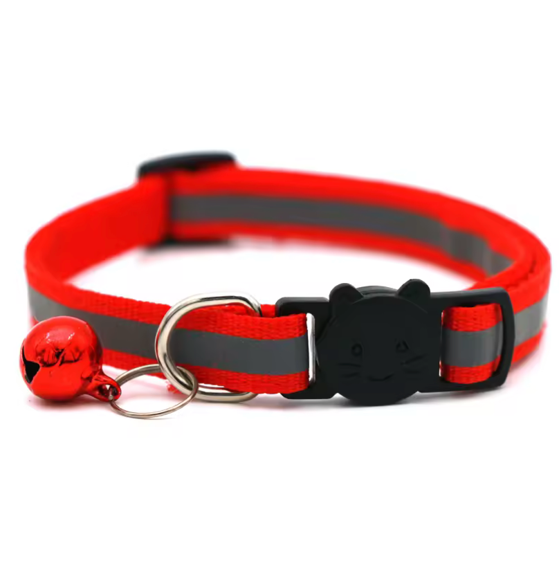 Fetch Leash Supply Mini Adjustable Pet Collar –  Reflective Strips & Bell for Dogs and Cats