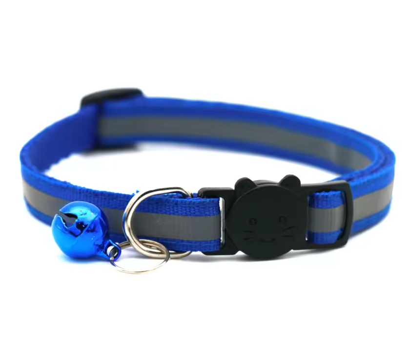 Fetch Leash Supply Mini Adjustable Pet Collar –  Reflective Strips & Bell for Dogs and Cats