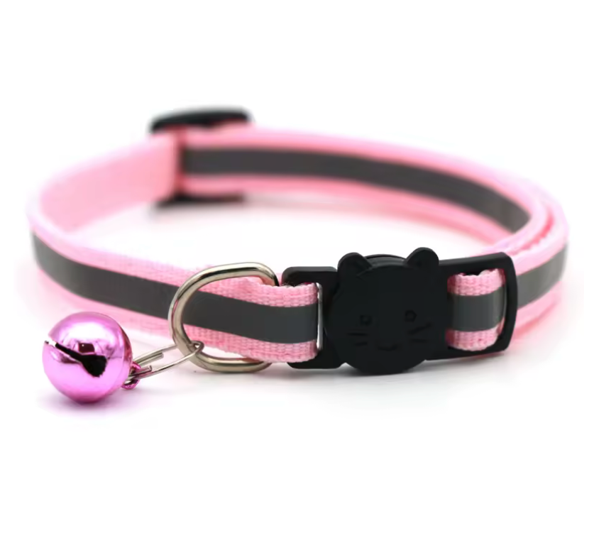 Fetch Leash Supply Mini Adjustable Pet Collar –  Reflective Strips & Bell for Dogs and Cats
